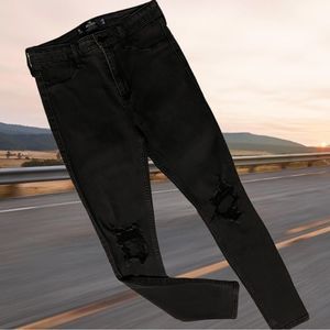 Hollister distressed high rise crop stretch skinny Jean leggings